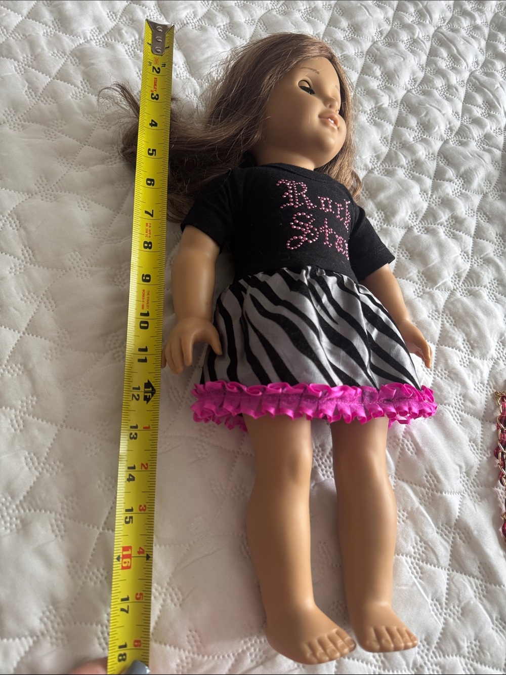 American Girl Black dress with Pink Accents and Zebra